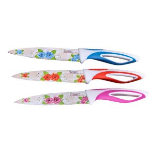 Μαχαίρια σετ 3 τεμάχια με λουλούδια (λάμα 13cm)